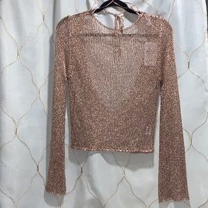 NWT IN THE STYLE ROSE GOLD KNIT CROCHET TOP